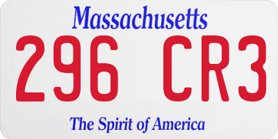 MA license plate 296CR3