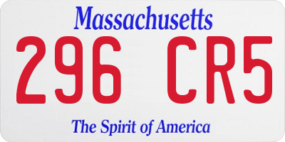 MA license plate 296CR5