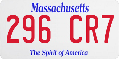MA license plate 296CR7