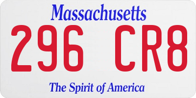 MA license plate 296CR8