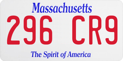 MA license plate 296CR9