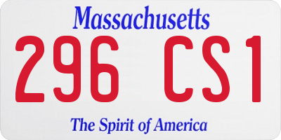 MA license plate 296CS1