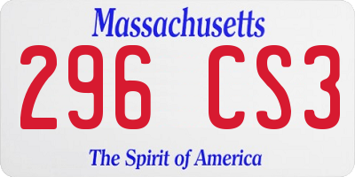 MA license plate 296CS3
