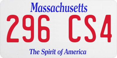 MA license plate 296CS4