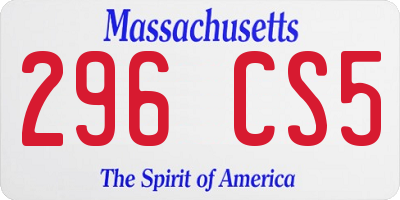 MA license plate 296CS5