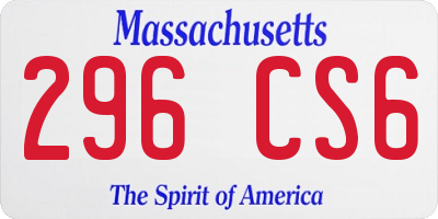 MA license plate 296CS6