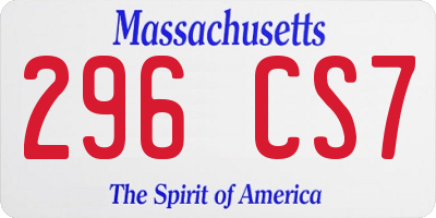 MA license plate 296CS7