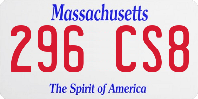 MA license plate 296CS8