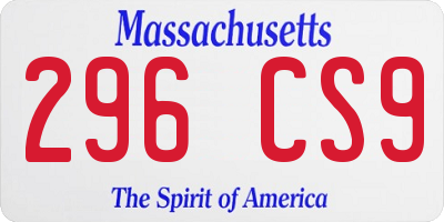 MA license plate 296CS9