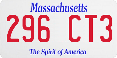 MA license plate 296CT3