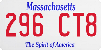 MA license plate 296CT8