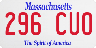 MA license plate 296CU0