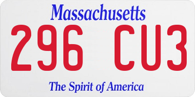 MA license plate 296CU3