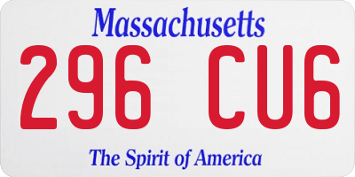 MA license plate 296CU6