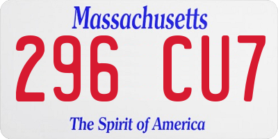 MA license plate 296CU7