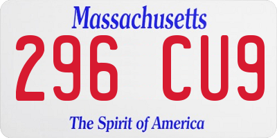 MA license plate 296CU9