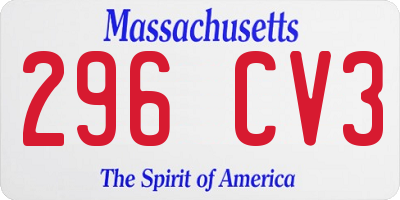 MA license plate 296CV3