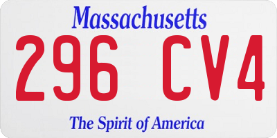 MA license plate 296CV4