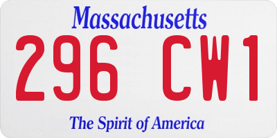 MA license plate 296CW1