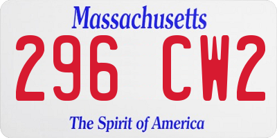 MA license plate 296CW2