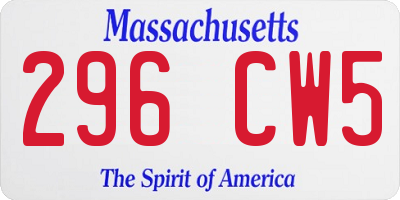 MA license plate 296CW5
