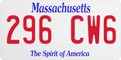 MA license plate 296CW6