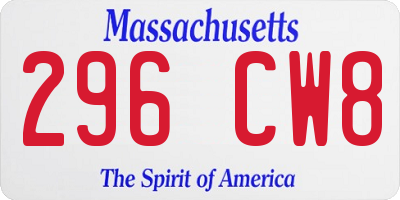 MA license plate 296CW8