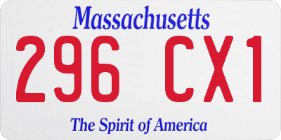 MA license plate 296CX1