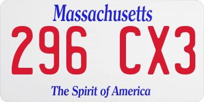 MA license plate 296CX3
