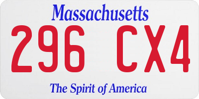 MA license plate 296CX4