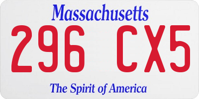 MA license plate 296CX5