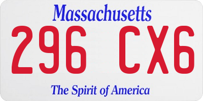 MA license plate 296CX6