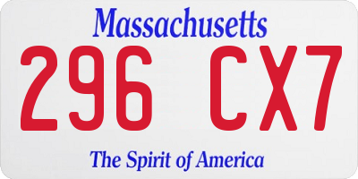MA license plate 296CX7