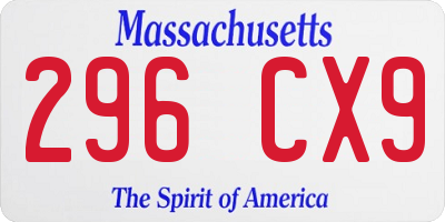 MA license plate 296CX9