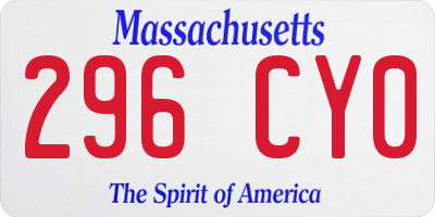 MA license plate 296CY0