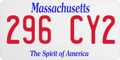 MA license plate 296CY2