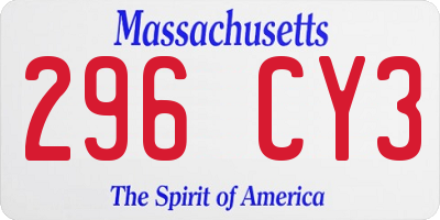 MA license plate 296CY3