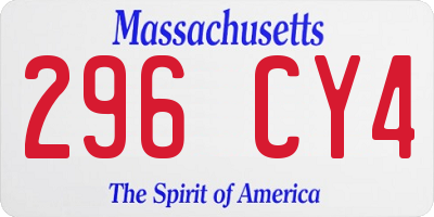 MA license plate 296CY4