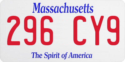 MA license plate 296CY9
