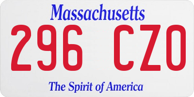 MA license plate 296CZ0