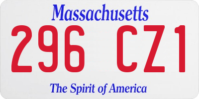 MA license plate 296CZ1