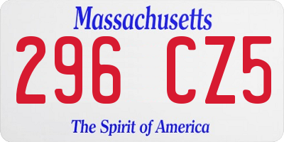 MA license plate 296CZ5