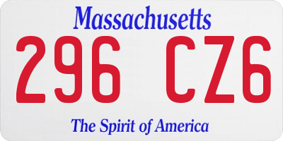MA license plate 296CZ6