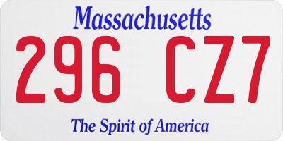 MA license plate 296CZ7
