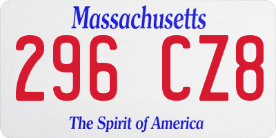 MA license plate 296CZ8