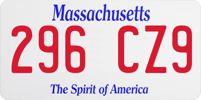 MA license plate 296CZ9