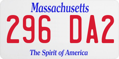 MA license plate 296DA2