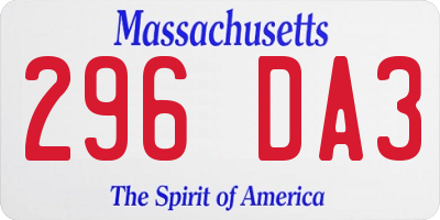 MA license plate 296DA3
