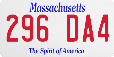 MA license plate 296DA4