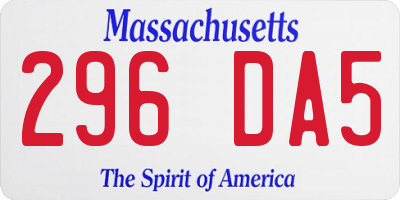 MA license plate 296DA5
